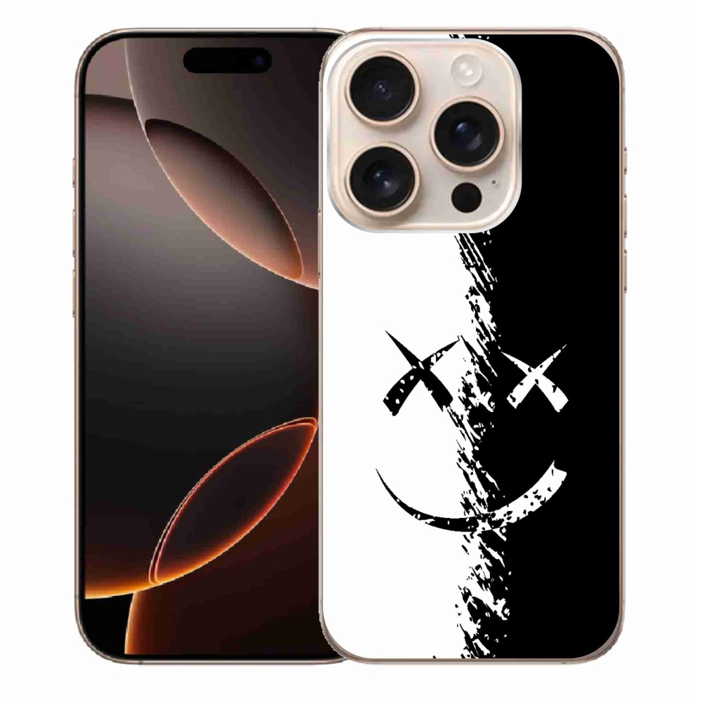 Zselés borítás mmCase iPhone 16 Pro Max készülékhez - fekete-fehér mosolygó