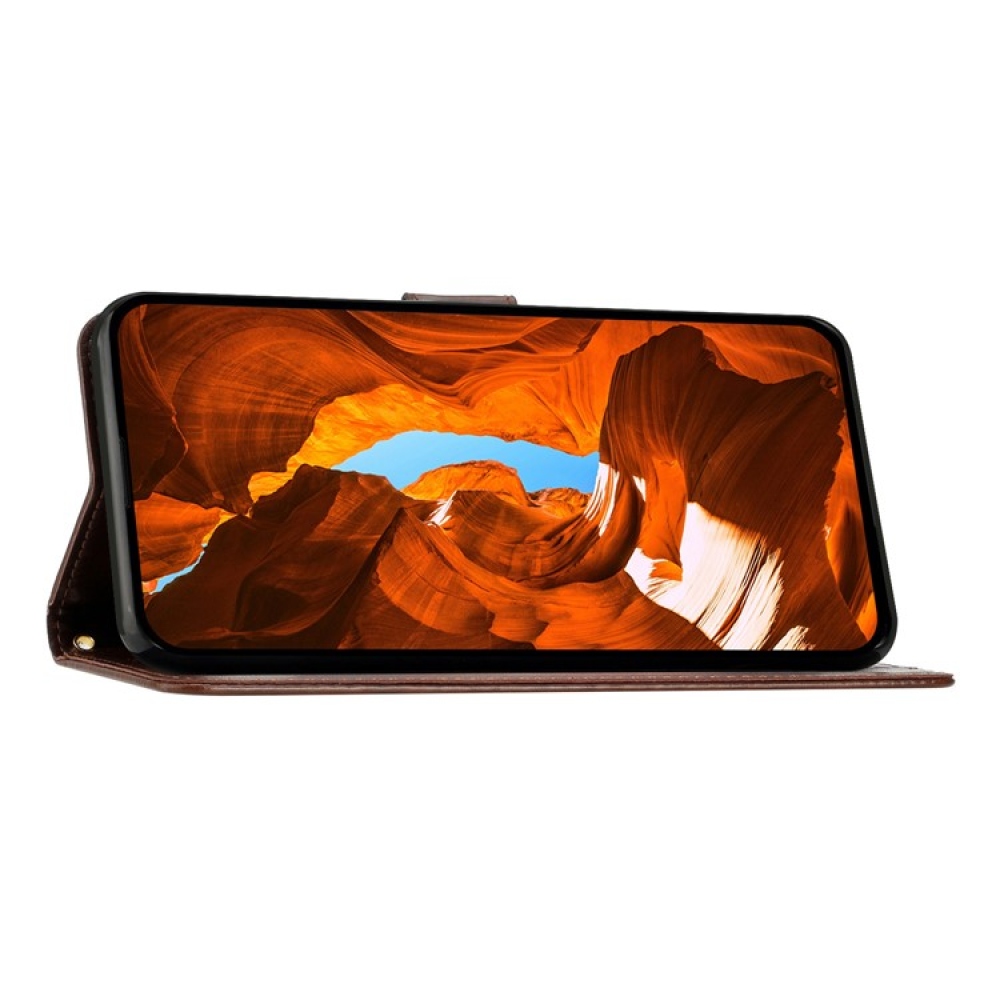 Virágok könyvtáska iPhone 17 Pro készülékhez - barna