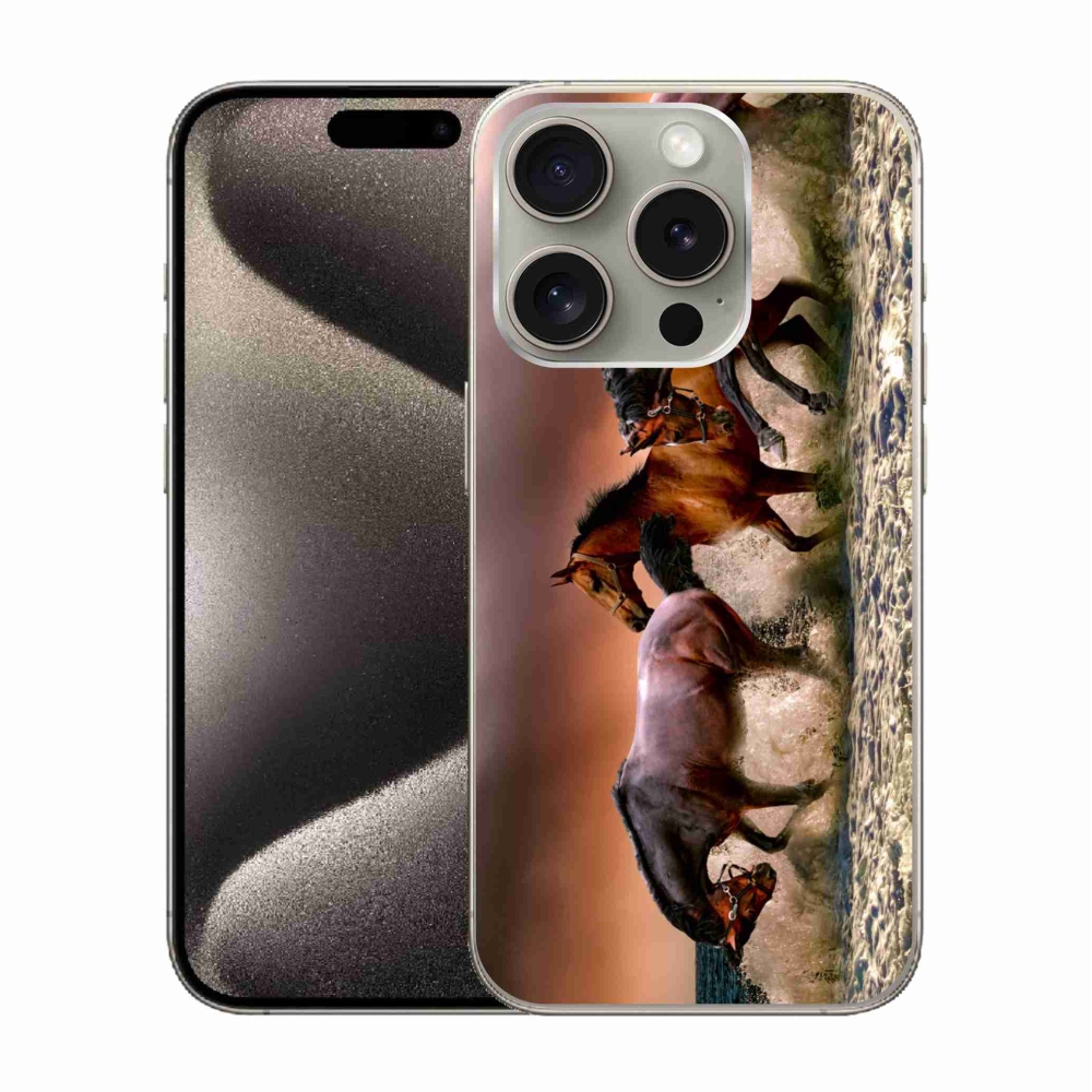 Gél tok mmCase iPhone 15 Pro készülékhez - lovak 1