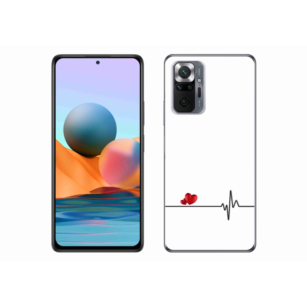 Gél borító mmCase a Xiaomi Redmi Note 10 Pro készülékhez - szív és szívverés fehér háttérrel