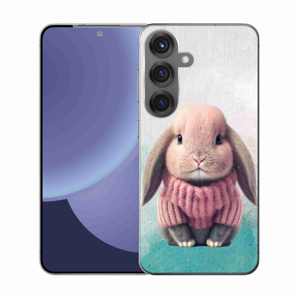 Gél borító mmCase Samsung Galaxy S25 - nyúl pulóverben - Samsung Galaxy S25-hez