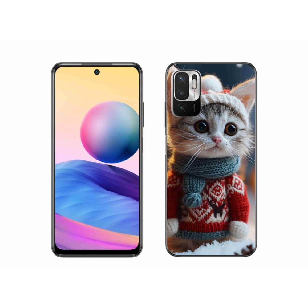 Gél borítás mmCase a Xiaomi Redmi Note 10 5G-hez - cica pulóverben