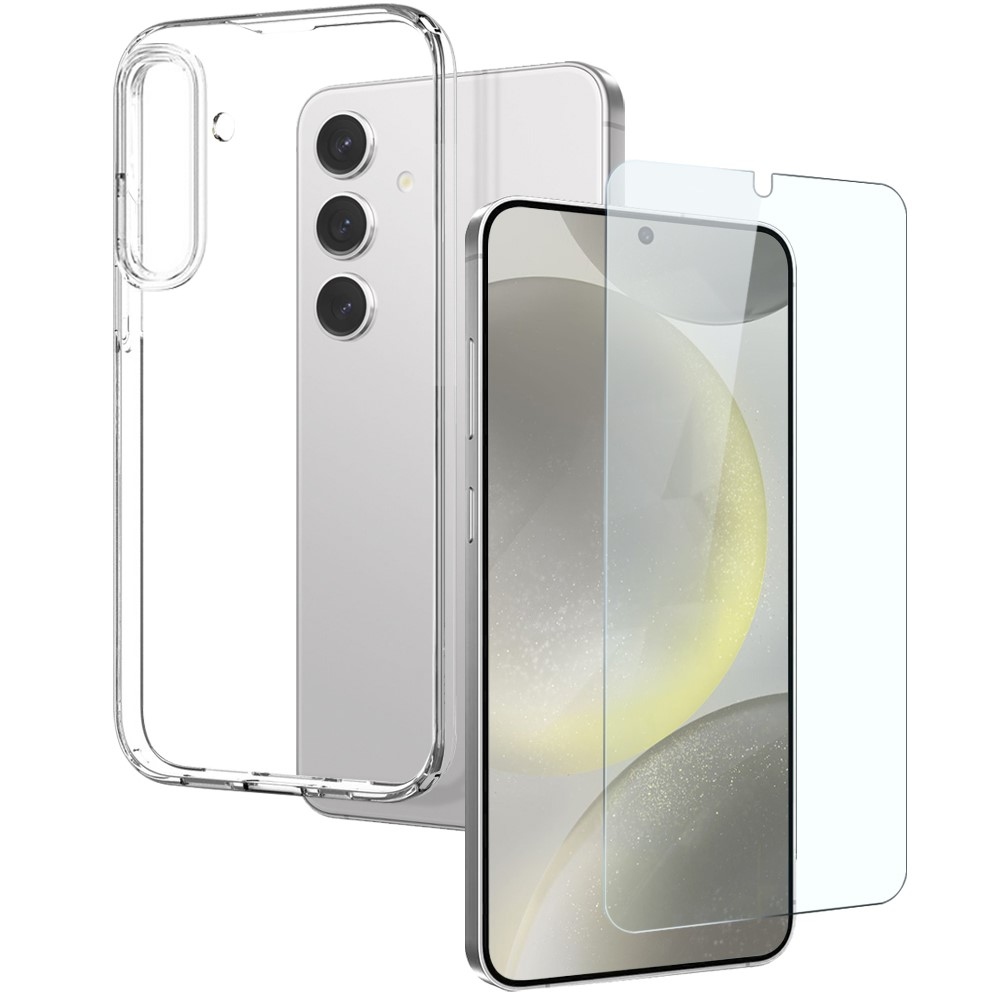 NORTHJO átlátszó zselés tok + edzett üveg Samsung Galaxy S24 - átlátszó