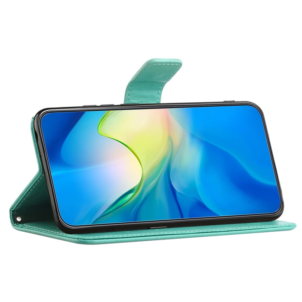 Virágos könyv tok Samsung Galaxy S24 készülékhez - kék-zöld
