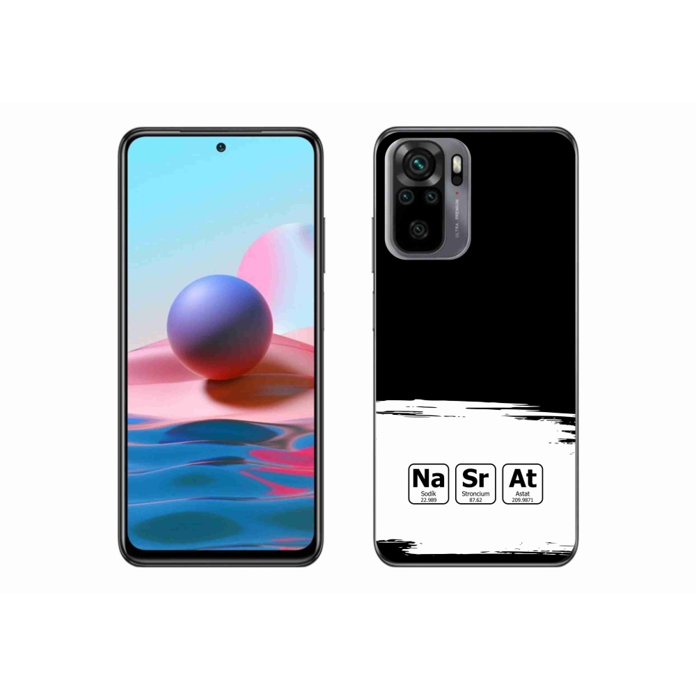 Gél borítás mmCase a Xiaomi Poco M5s számára - kémiai elemek fehér és fekete háttérrel