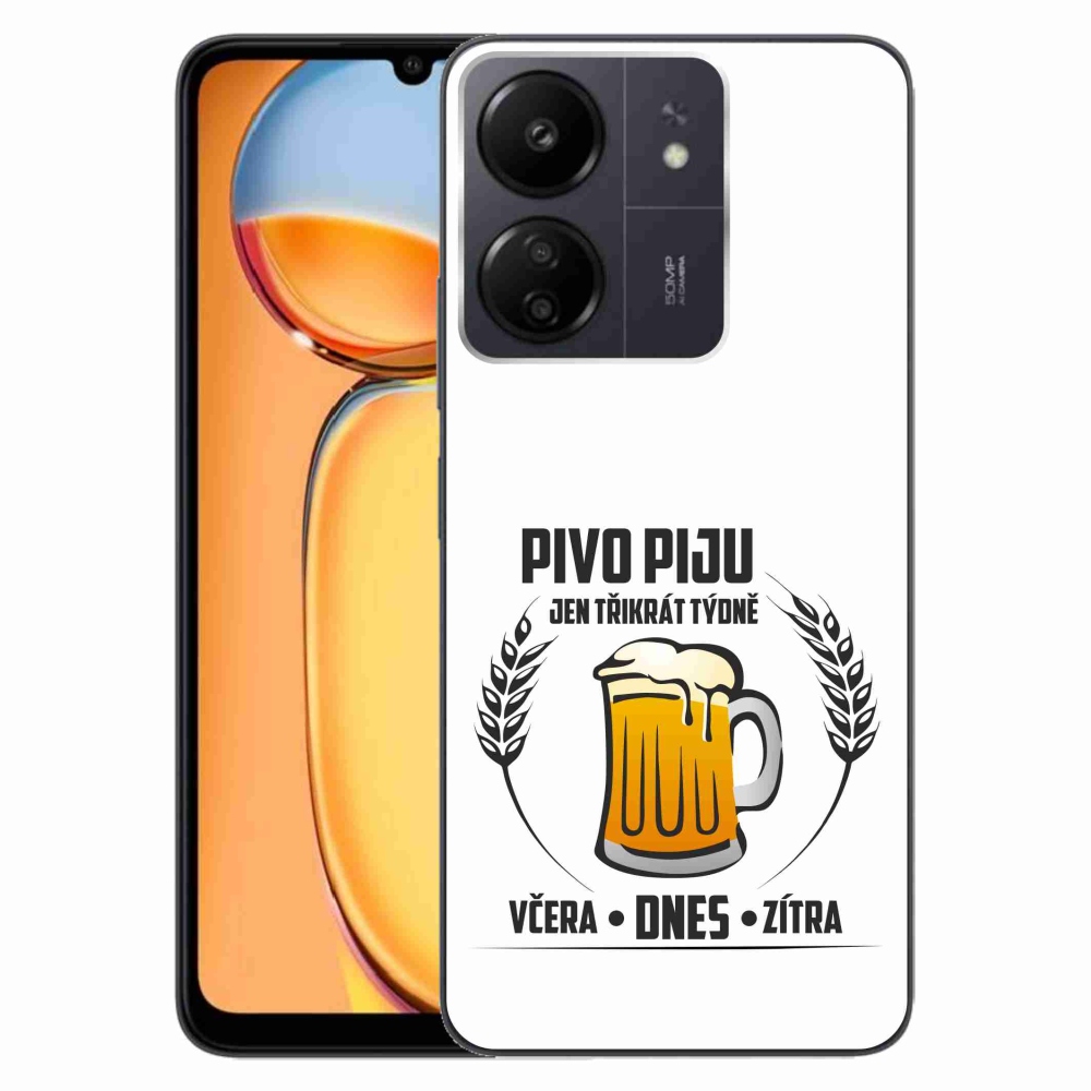 Gél borítás mmCase a Xiaomi Poco C65/Redmi 13C számára - sör motívum fehér háttérrel
