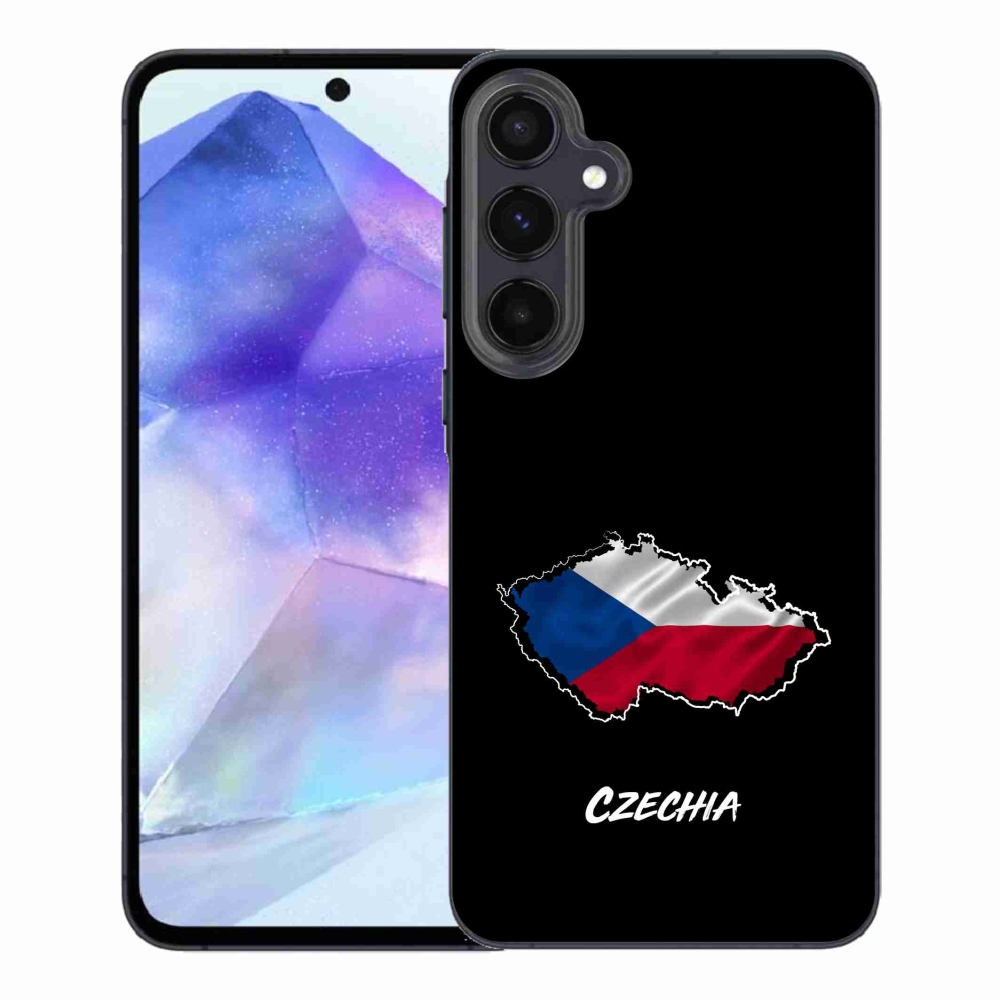 Gél védőhuzat mmCase Samsung Galaxy A55 5G - Csehország fekete háttérrel