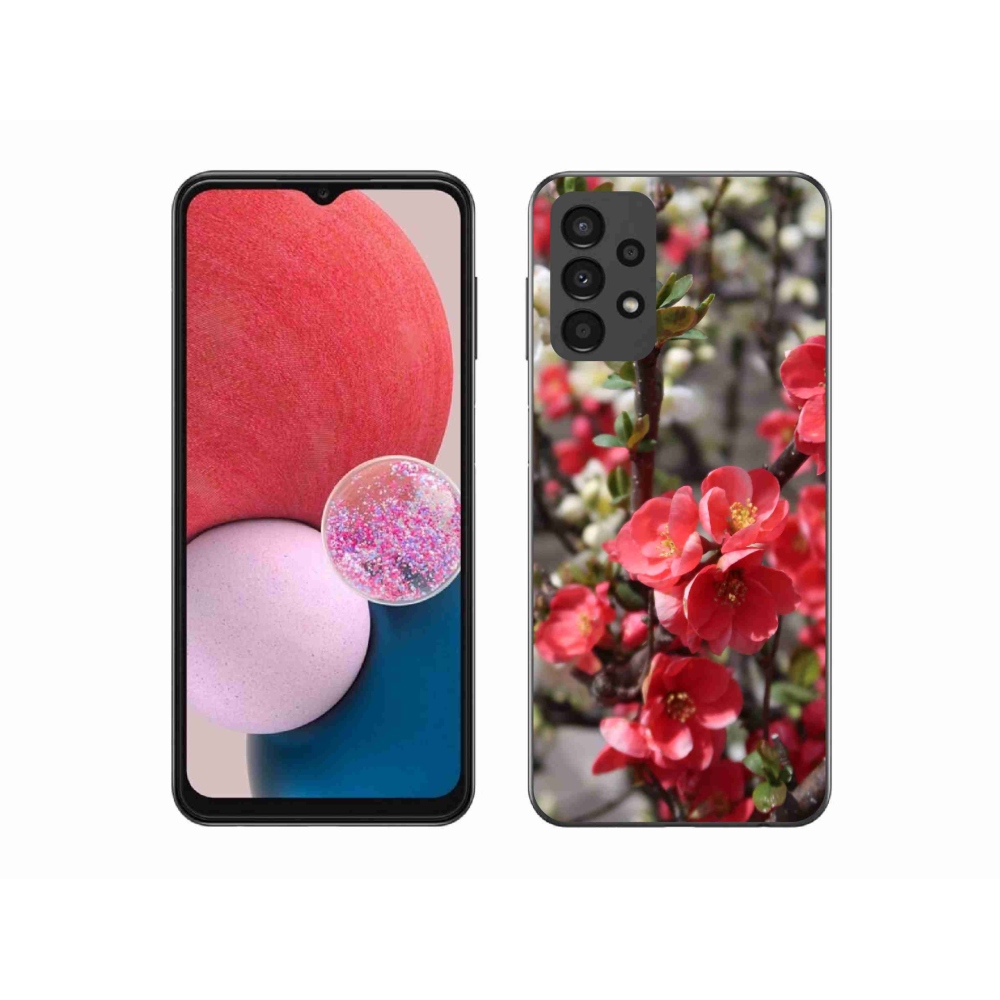 Gél borítás mmCase Samsung Galaxy A13 4G - piros virágok
