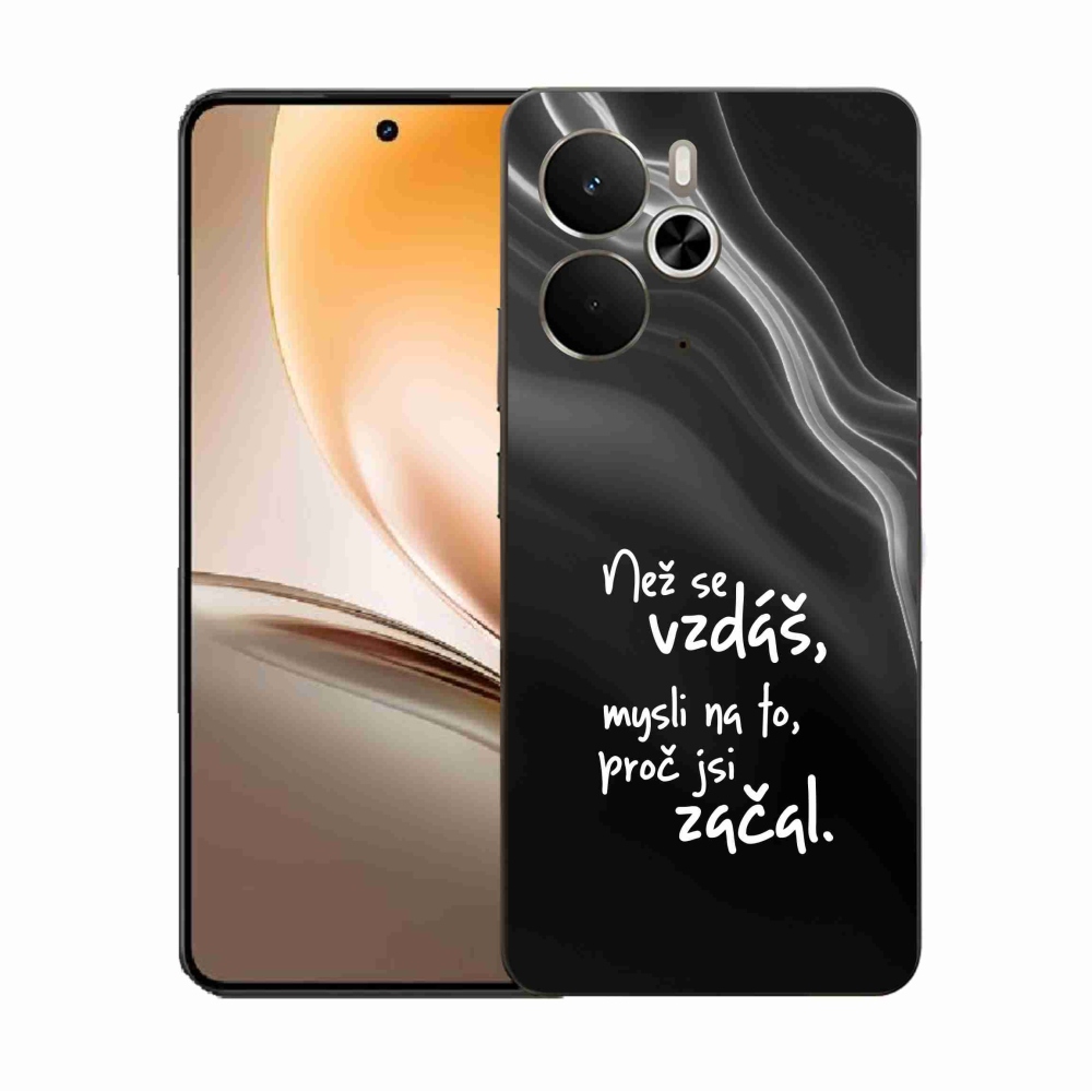 Gél borítás mmCase a Realme 14 5G - idézet 2 fekete háttérrel