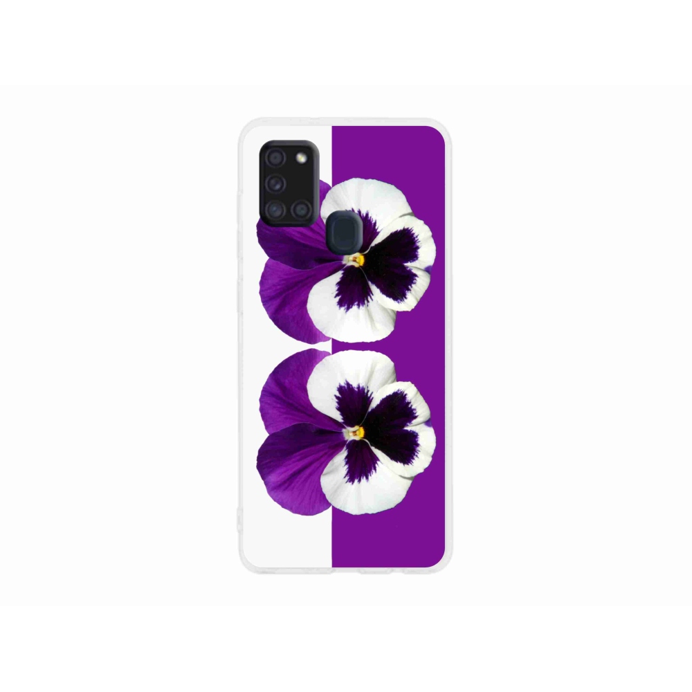Gél védőhuzat mmCase Samsung Galaxy A21s készülékhez - lila és fehér virág