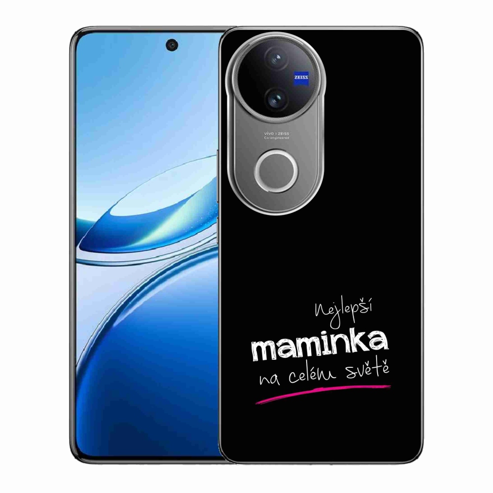 Gélburkolat mmCase a Vivo V50 5G-n - legjobb anya 4 fekete háttérrel