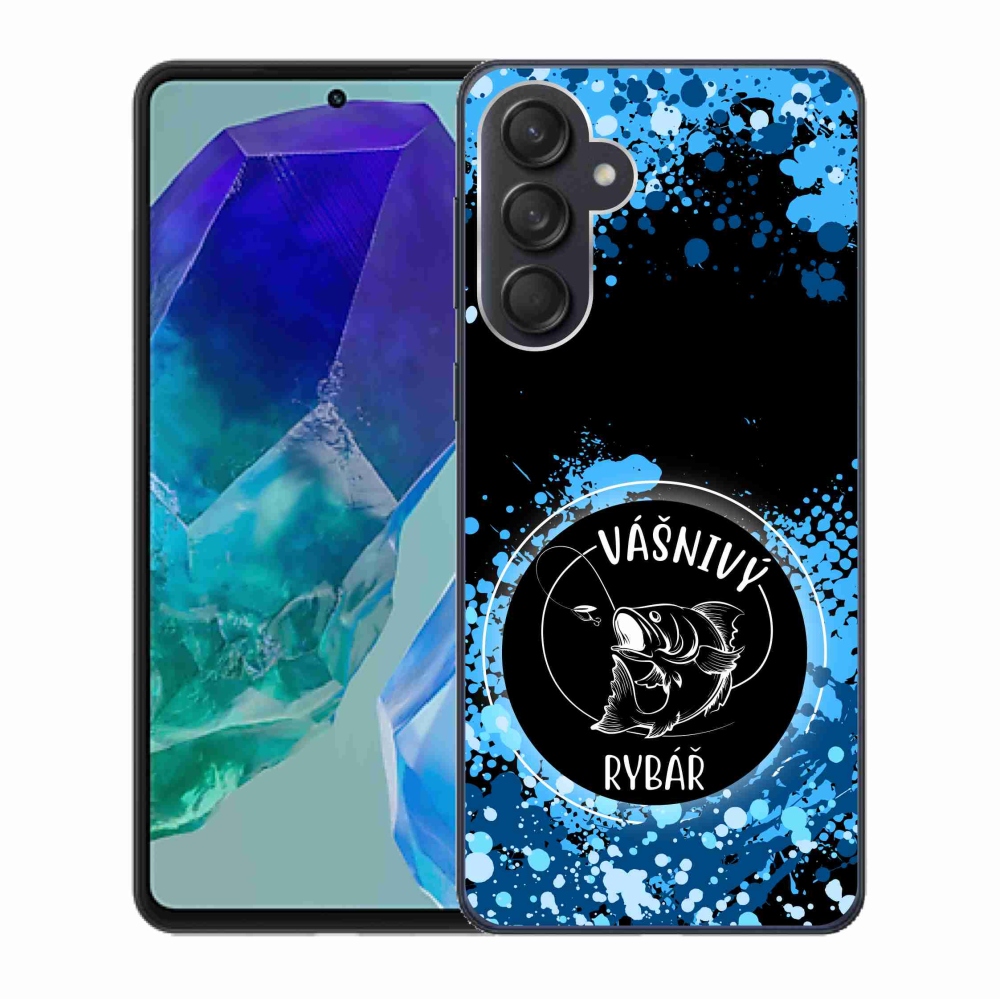 Gél borító mmCase Samsung Galaxy M55 5G - szenvedélyes halász fekete háttérrel