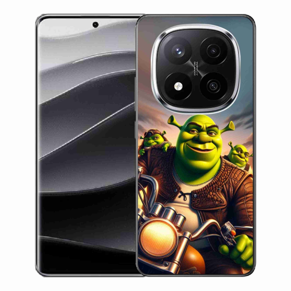 Zselés borítás mmCase a Xiaomi Redmi Note 14 Pro+ 5G számára - Shrek egy motorkerékpáron