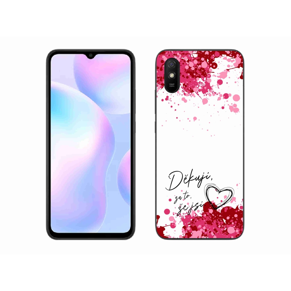 Gél borító mmCase a Xiaomi Redmi 9A számára - love text 2 fehér háttérrel