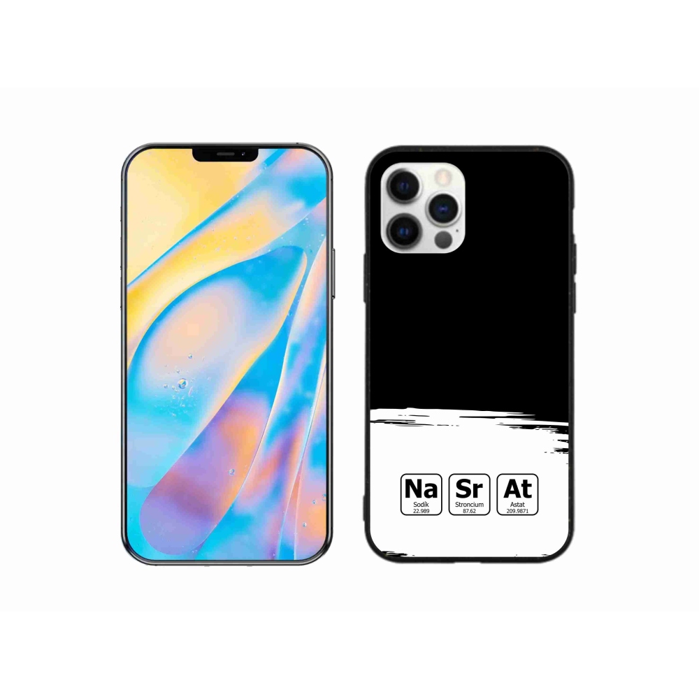 Gél borítás mmCase iPhone 12 készülékhez - kémiai elemek fehér és fekete háttérrel