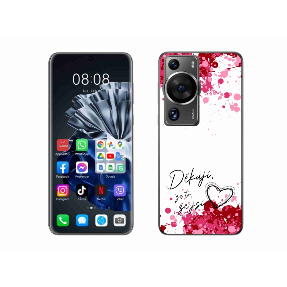 Gél borító mmCase a Huawei P60 Pro készülékhez - szerelmes szöveg 2 fehér háttér
