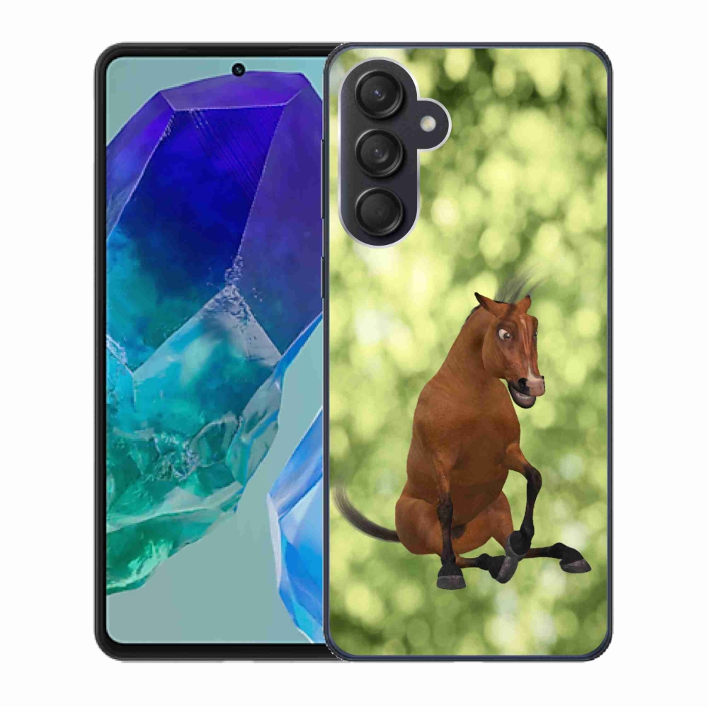 Zselés borítás mmCase Samsung Galaxy M55 5G - barna rajzfilm ló 1