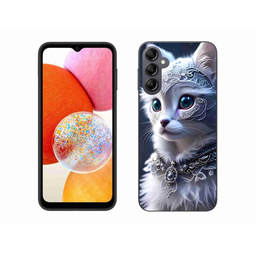 Zselés borítás mmCase Samsung Galaxy A14 4G/5G - fehér macska