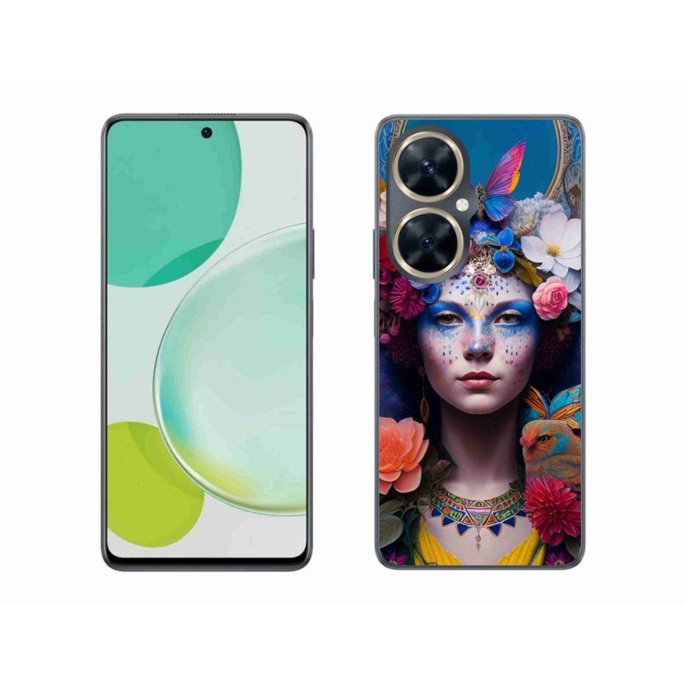Gél borító mmCase a Huawei Nova 11i készülékhez - nő virágokkal