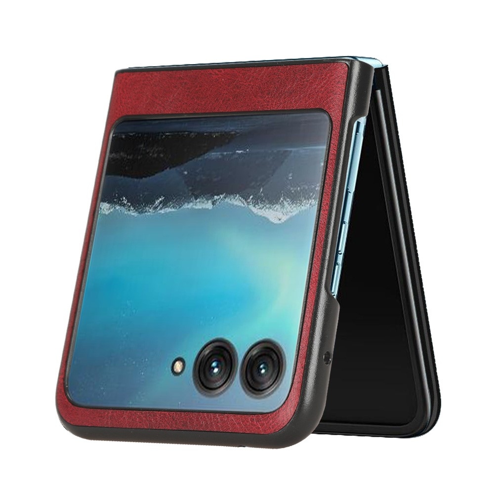 Vintage műanyag borító műbőrrel a Motorola Razr 40 Ultra 5G-hez - piros