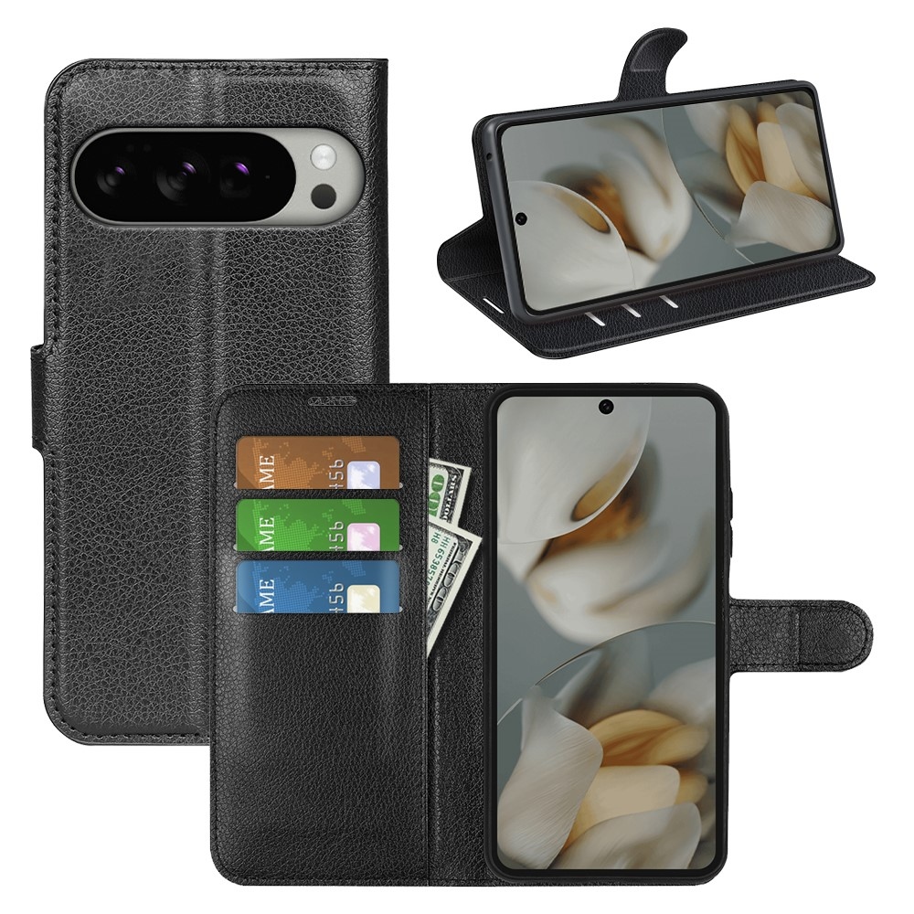 Litchi könyv tok Google Pixel 10 Pro XL-hez - fekete