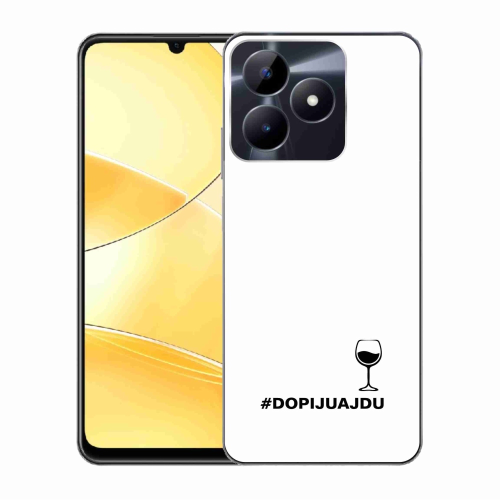 Gél borító mmCase a Realme C51/C53 készülékhez - bor motívum fehér háttérrel