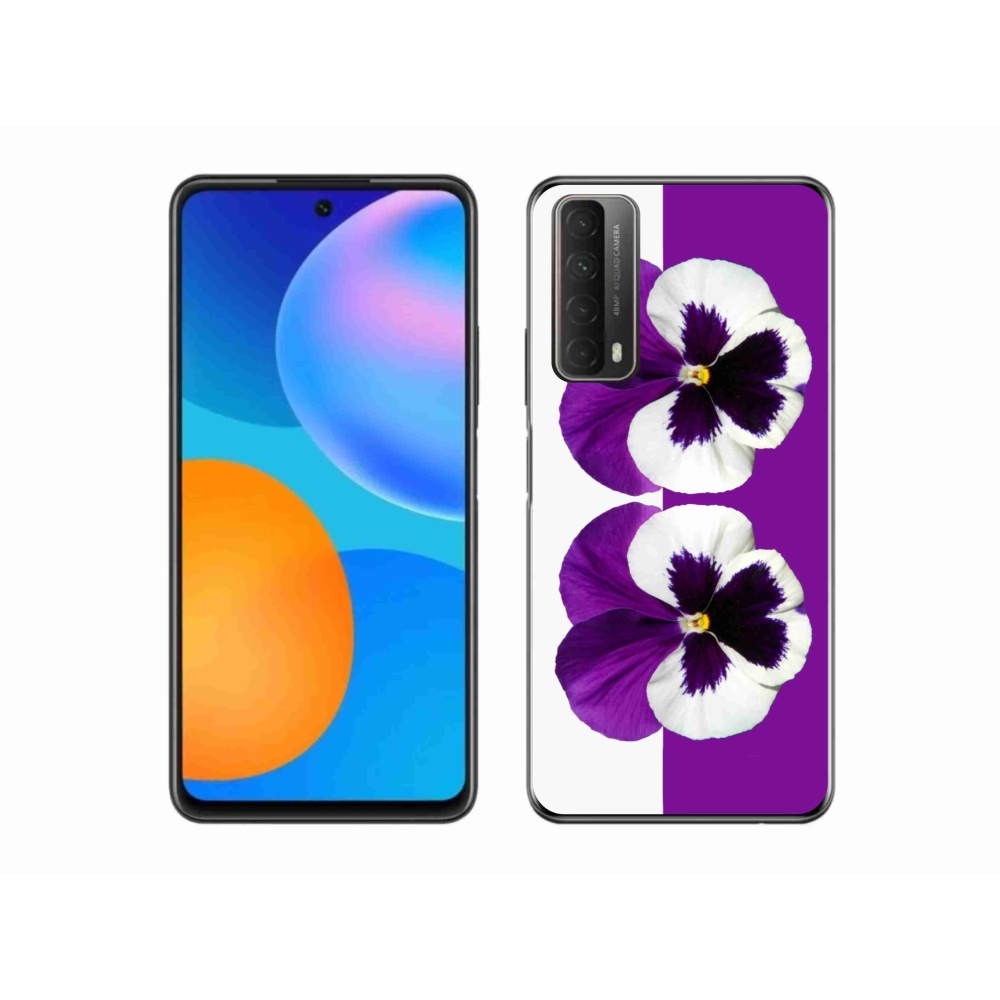Gél védőhuzat mmCase a Huawei P Smart (2021) - lila és fehér virág