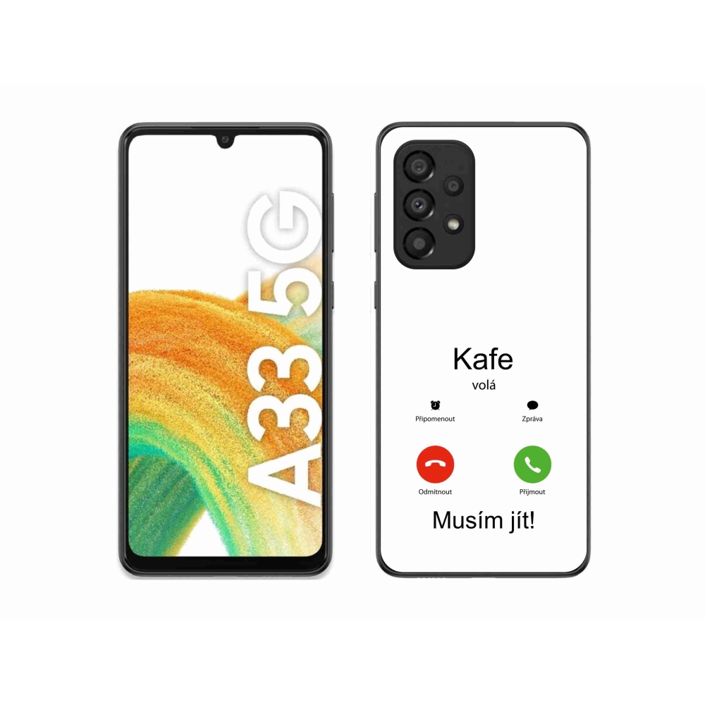 Gél borítás mmCase Samsung Galaxy A33 5G - kávé hívó fehér háttérrel
