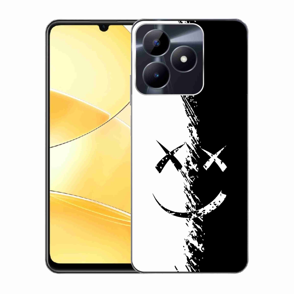Zselés borító mmCase a Realme C51/C53 készülékhez - fekete-fehér mosolygó