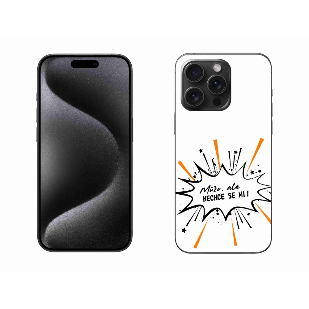 Gél borítás mmCase iPhone 15 Pro Max készülékhez - vicces szöveg 11 fehér háttér
