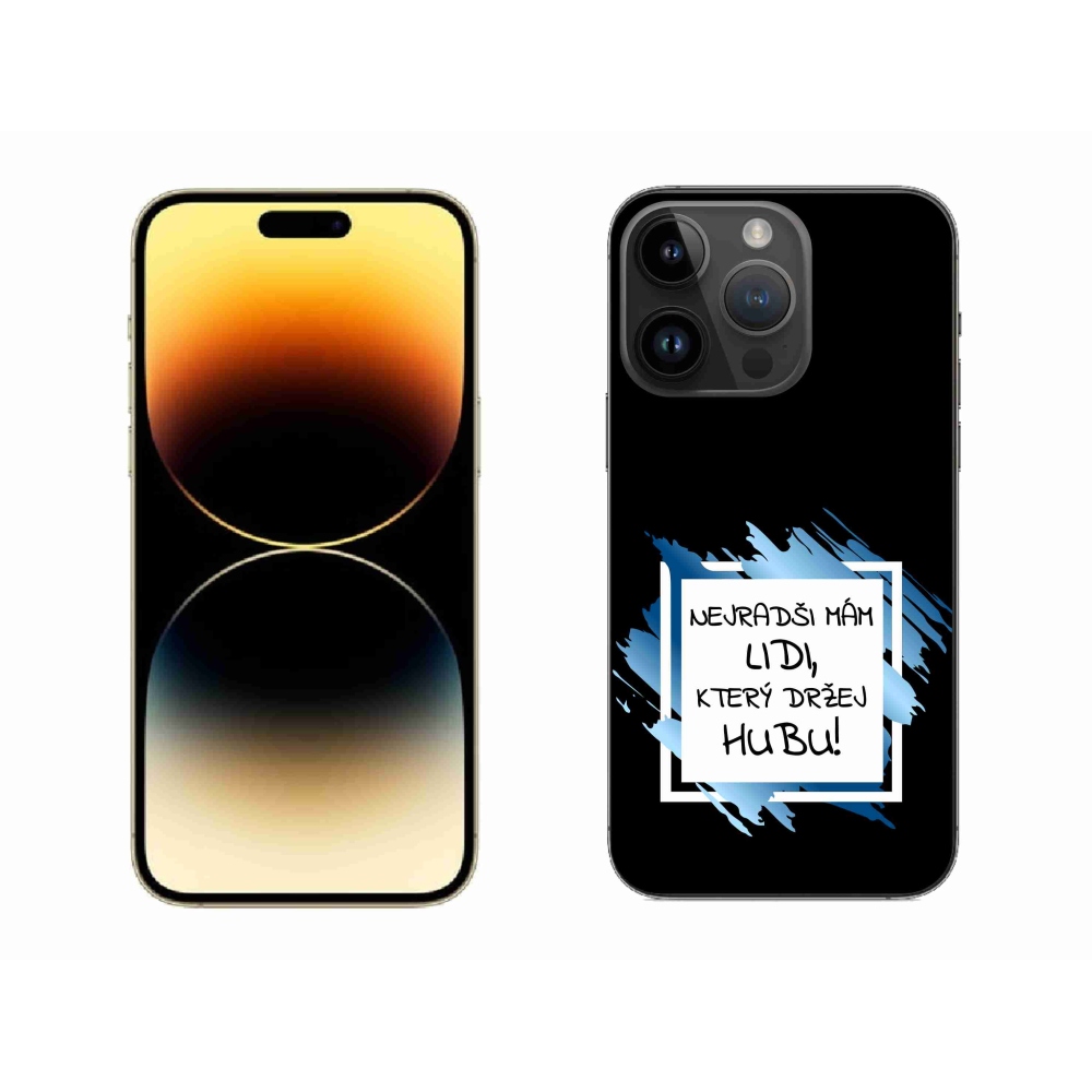 Gél borítás mmCase iPhone 14 Pro Max 6.7 készülékhez - vicces szöveg 7 fehér és fekete háttérrel