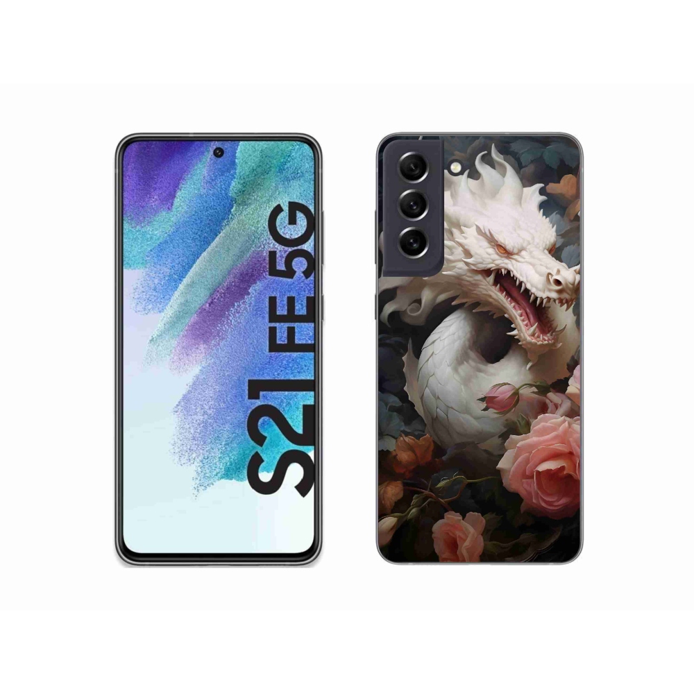 Zselés borítás mmCase Samsung Galaxy S21 FE 5G - fehér sárkány