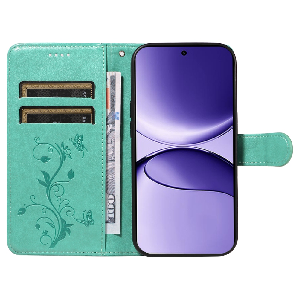 Virágok könyv tok a Xiaomi Poco F7 5G-hez - teal színű
