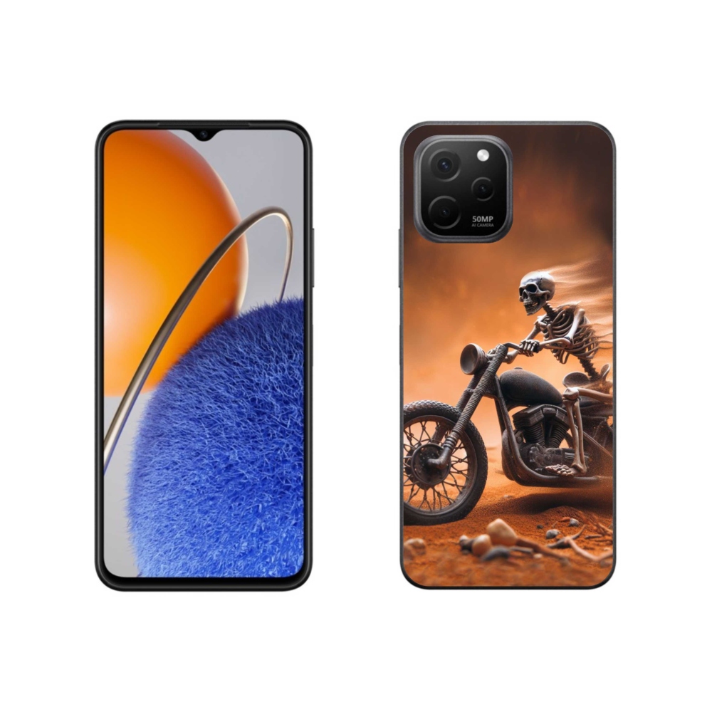 Gél borítás mmCase a Huawei Nova Y61-hez - csontváz egy motorkerékpáron