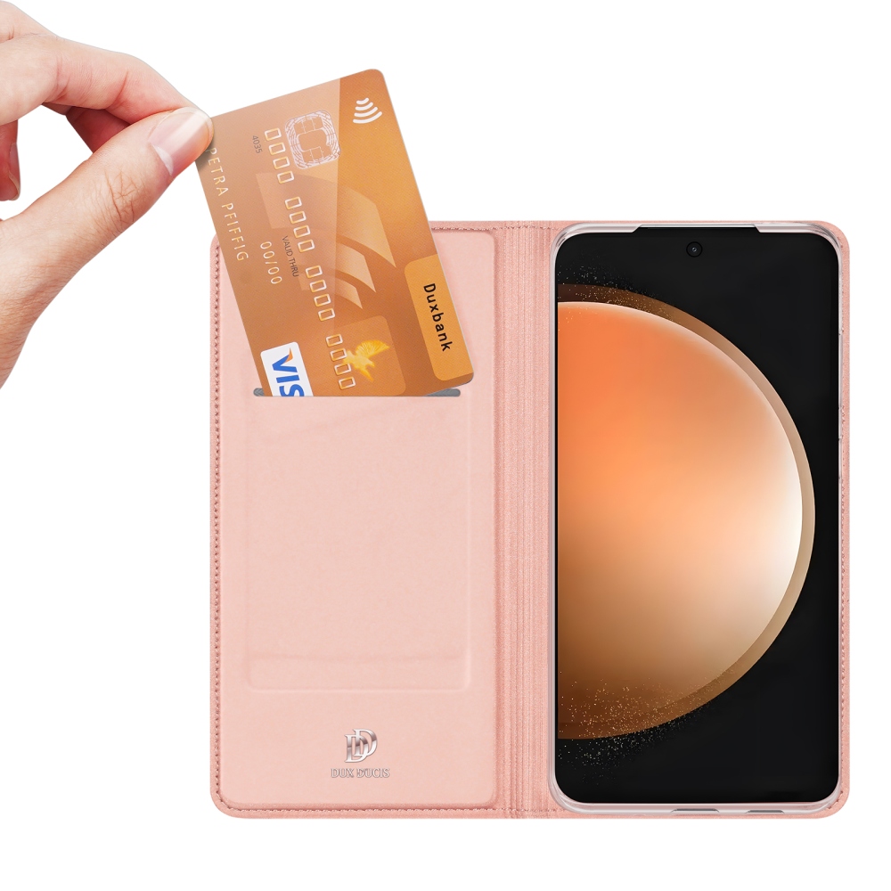 DUX könyvtáska Samsung Galaxy S25 FE készülékhez - rózsaarany
