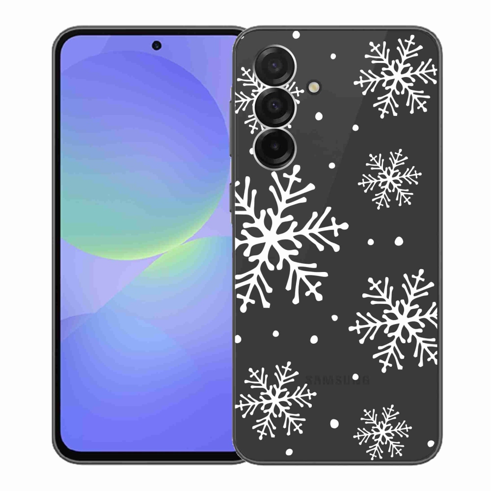 Zselés borítás mmCase Samsung Galaxy A36 5G készülékhez - fehér pelyhek átlátszó háttéren