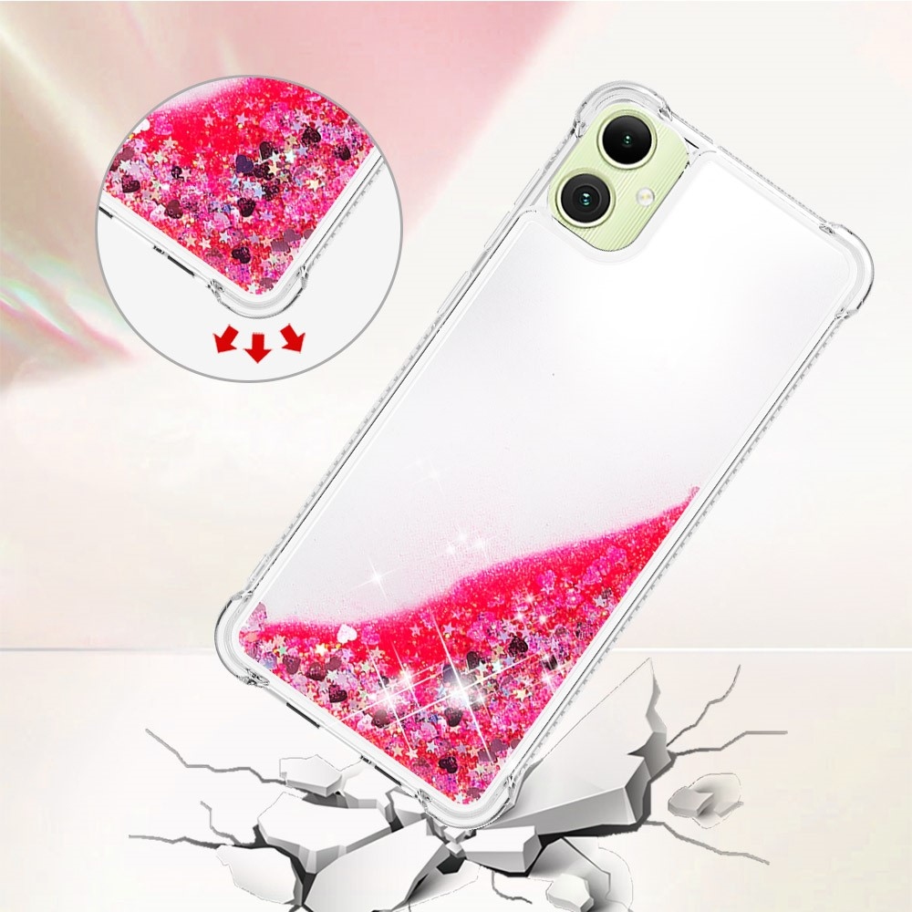 Glitter homokóra zselés tok Samsung Galaxy A06 4G - rózsaszín/szívek