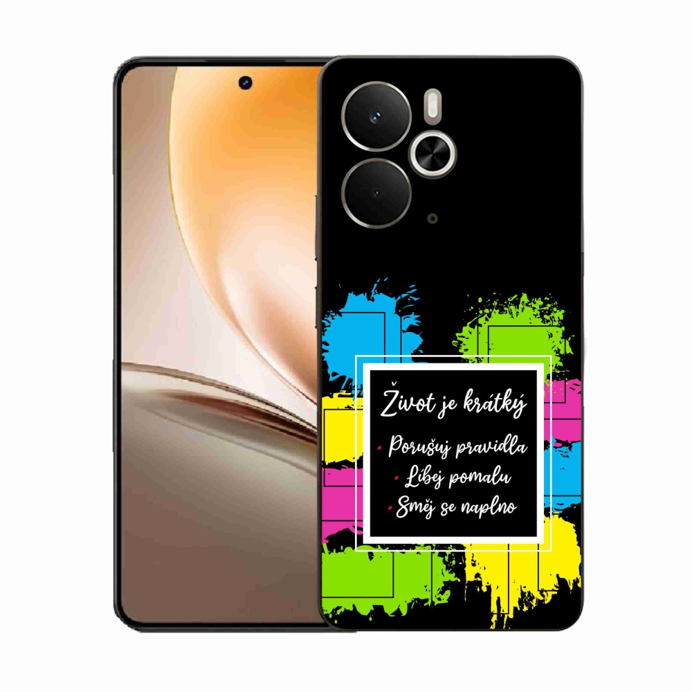 Gél borítás mmCase a Realme 14 5G-n - Idézet 5 fekete háttér