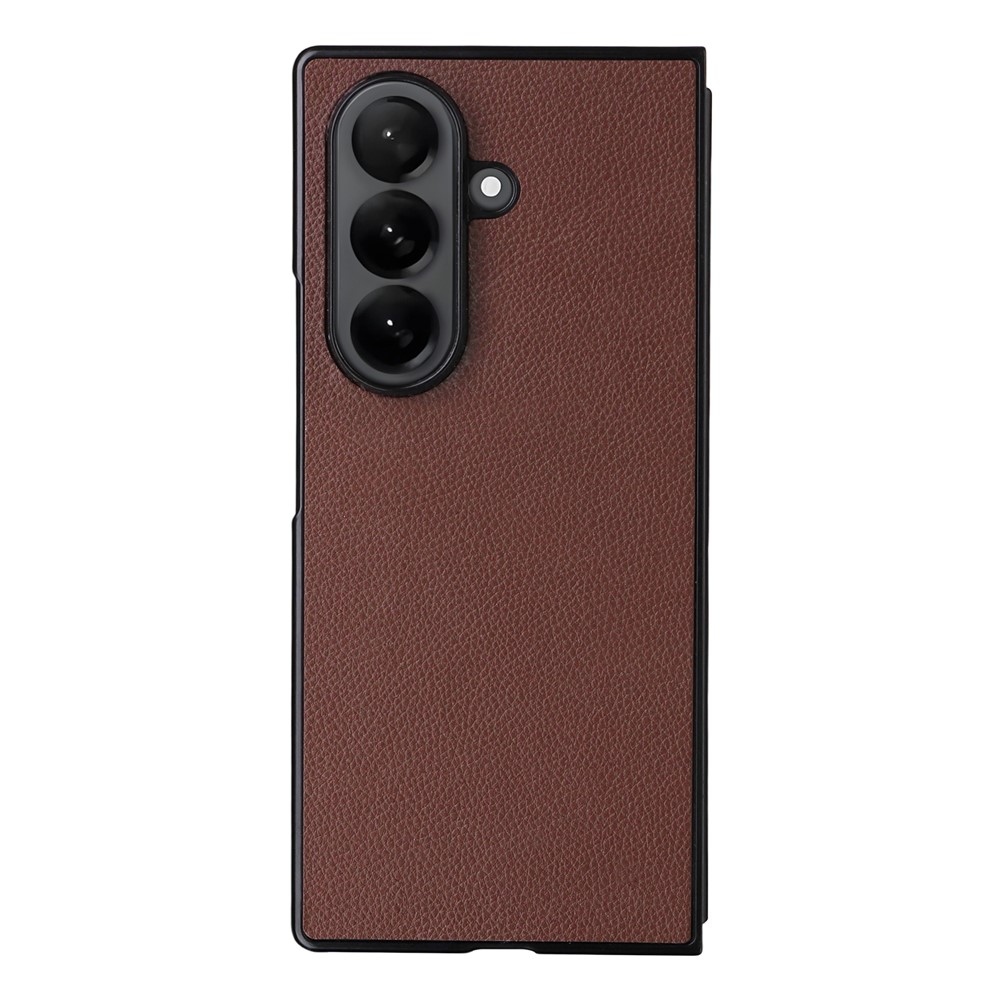 Műbőrrel borított műanyag tok Samsung Galaxy Z Fold7 5G - barna színűre