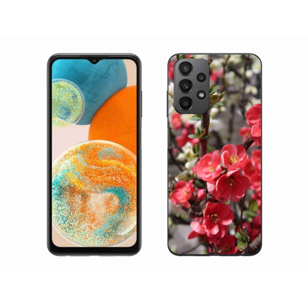 Gél borítás mmCase Samsung Galaxy A23 4G/5G - piros virágok