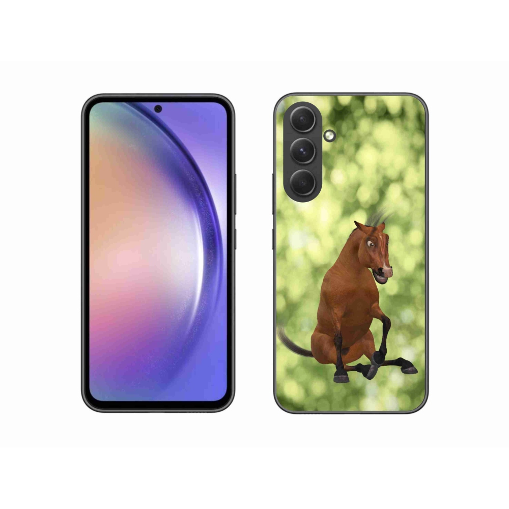 Zselés borítás mmCase Samsung Galaxy A54 5G - barna rajzfilm ló 1