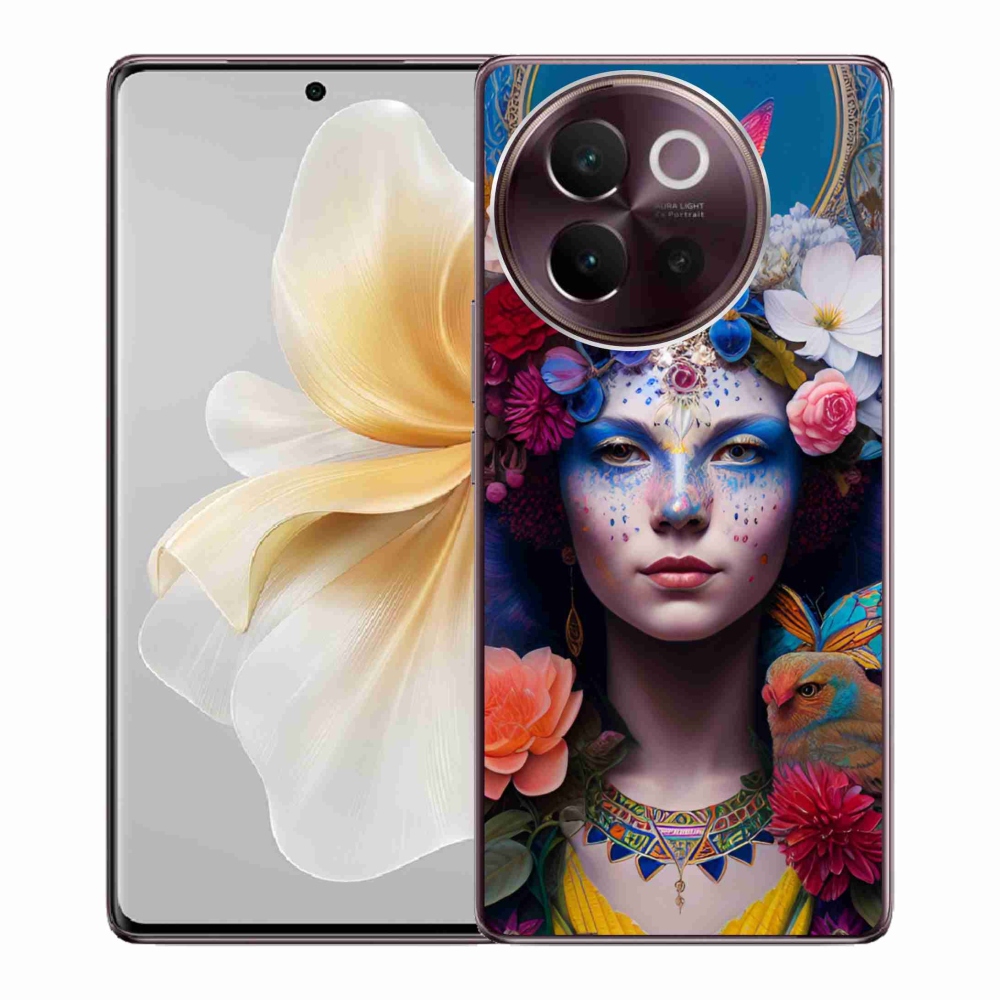 Gél borító mmCase a Vivo V40 Lite 5G-n - nő virágokkal