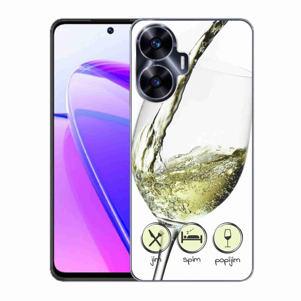 Gél tok mmCase a Realme C55 készülékhez - borospohár fehér