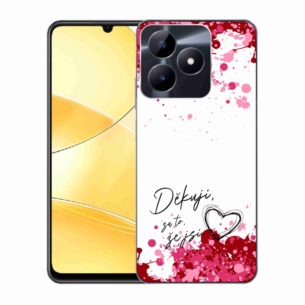 Zselés borító mmCase a Realme C51/C53 készülékhez - text in love 2 fehér háttérrel