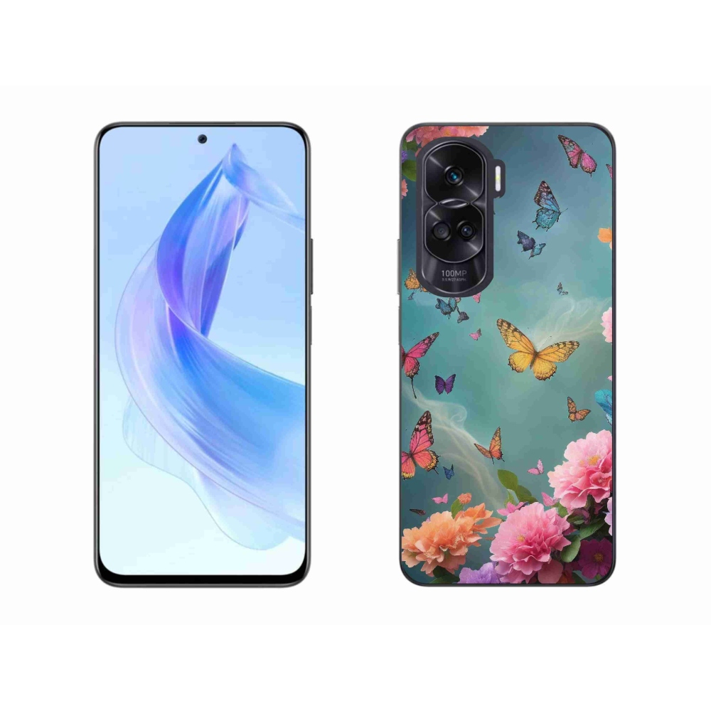Gél borító mmCase a Honor 90 Lite készülékhez - színes virágok és pillangók