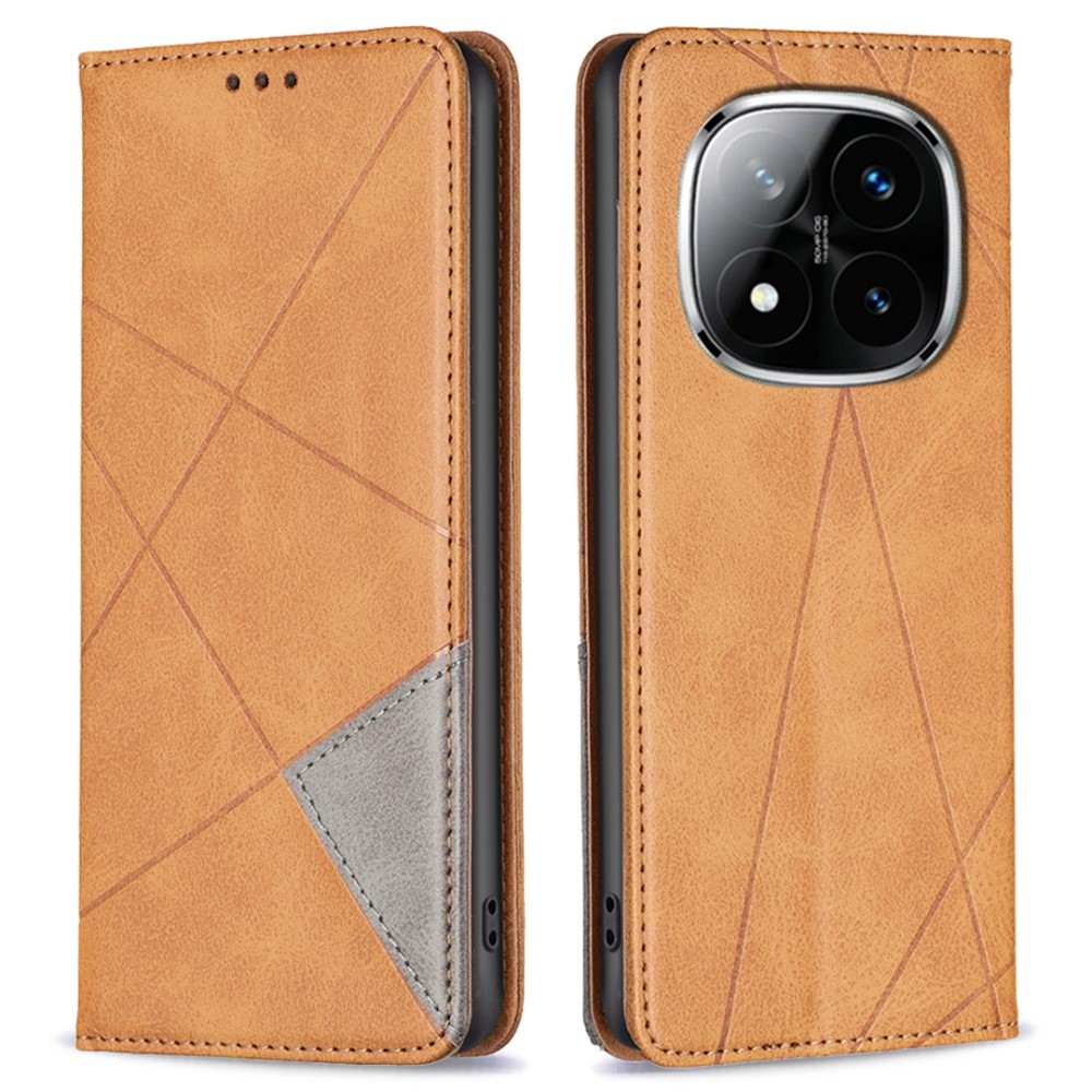 Háromszög alakú könyv tok Xiaomi Redmi Note 14 Pro - sárga