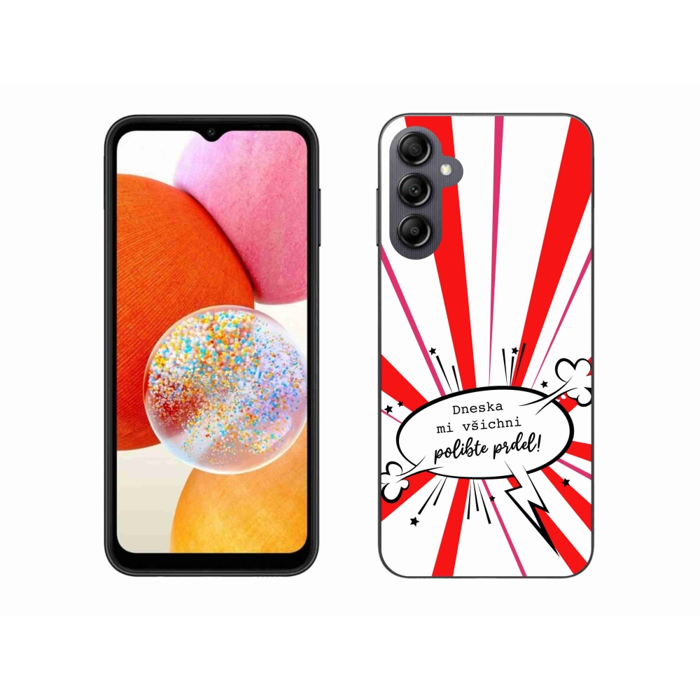 Gél borító mmCase Samsung Galaxy A14 4G/5G készülékhez - vicces szöveg 15 fehér háttér