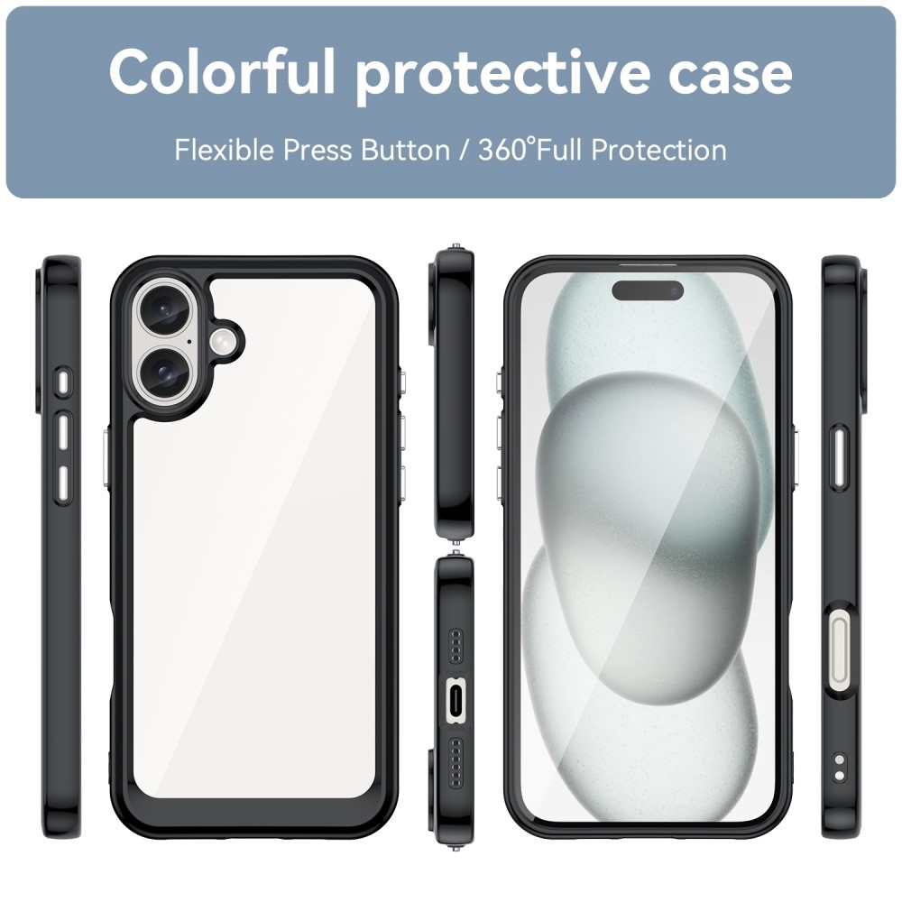Gél tok fix hátlappal iPhone 16 Plus készülékhez - fekete