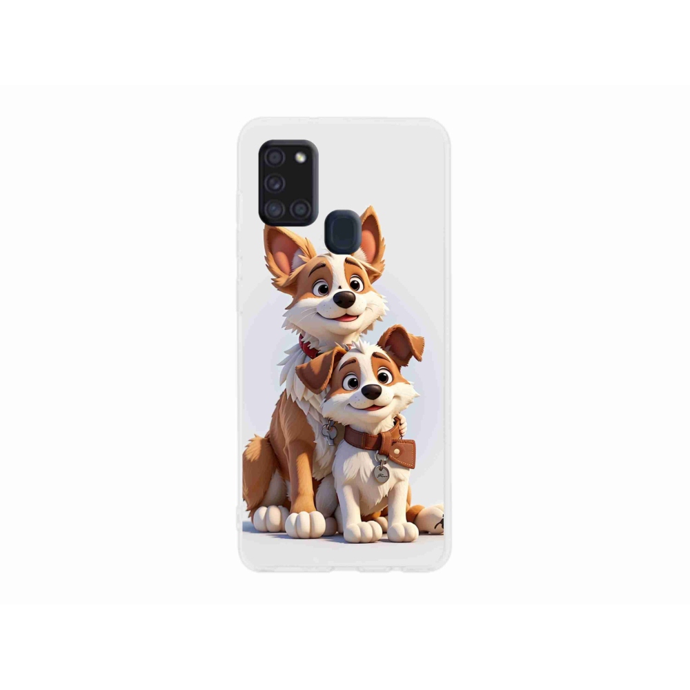 Gél borítás mmCase Samsung Galaxy A21s készülékhez - kutyák rajzolása
