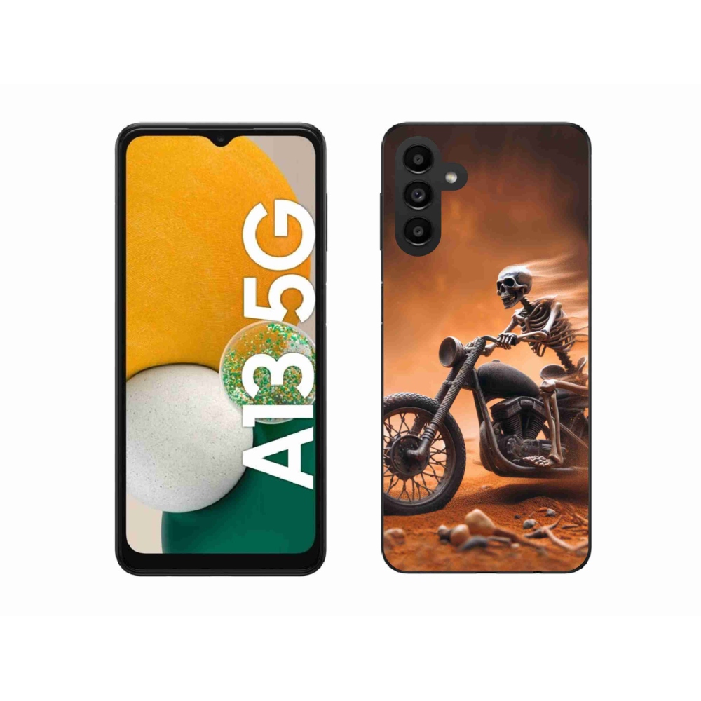 Gél borítás mmCase Samsung Galaxy A13 5G - csontváz egy motorkerékpáron